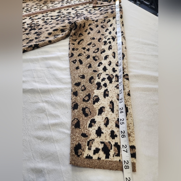 LISA Original Women's Leopard Print Zip Up Knit Jacket Shoulder Pad Cardigan, MD - Picture 8 of 16